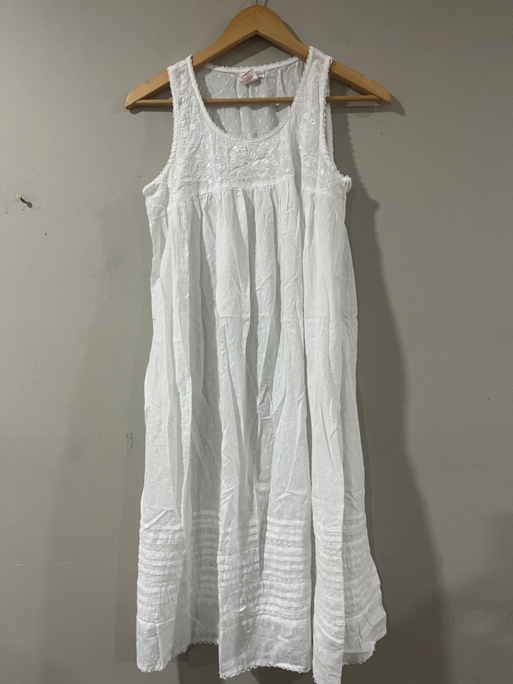 Shabby Chic White Maxi Dress Sleeveless Eyelet Detail